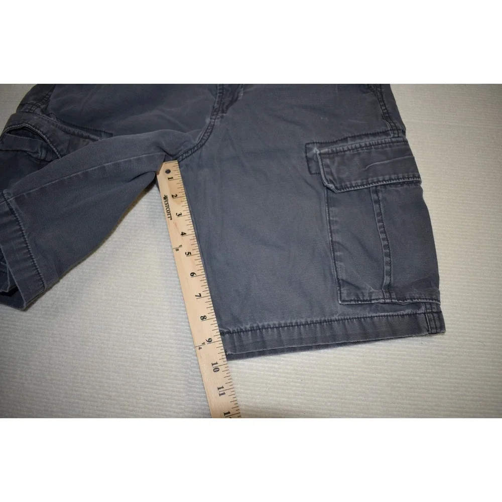 Arizona Jean Co. Men's Gray Cotton Canvas Cargo Shorts Flat Front Zip Pockets